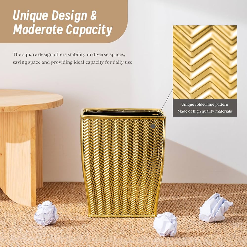 「quaitylife」屏風 牡丹 金色 Amazon.com: Bathroom Trash Can, Stylish Garbage Container